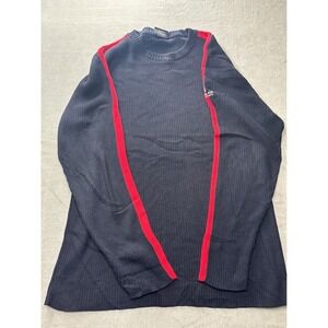 Polo Jeans Co Ralph Lauren Ribbed Sweater Navy Red Stripe Logo Mens XL Cotton